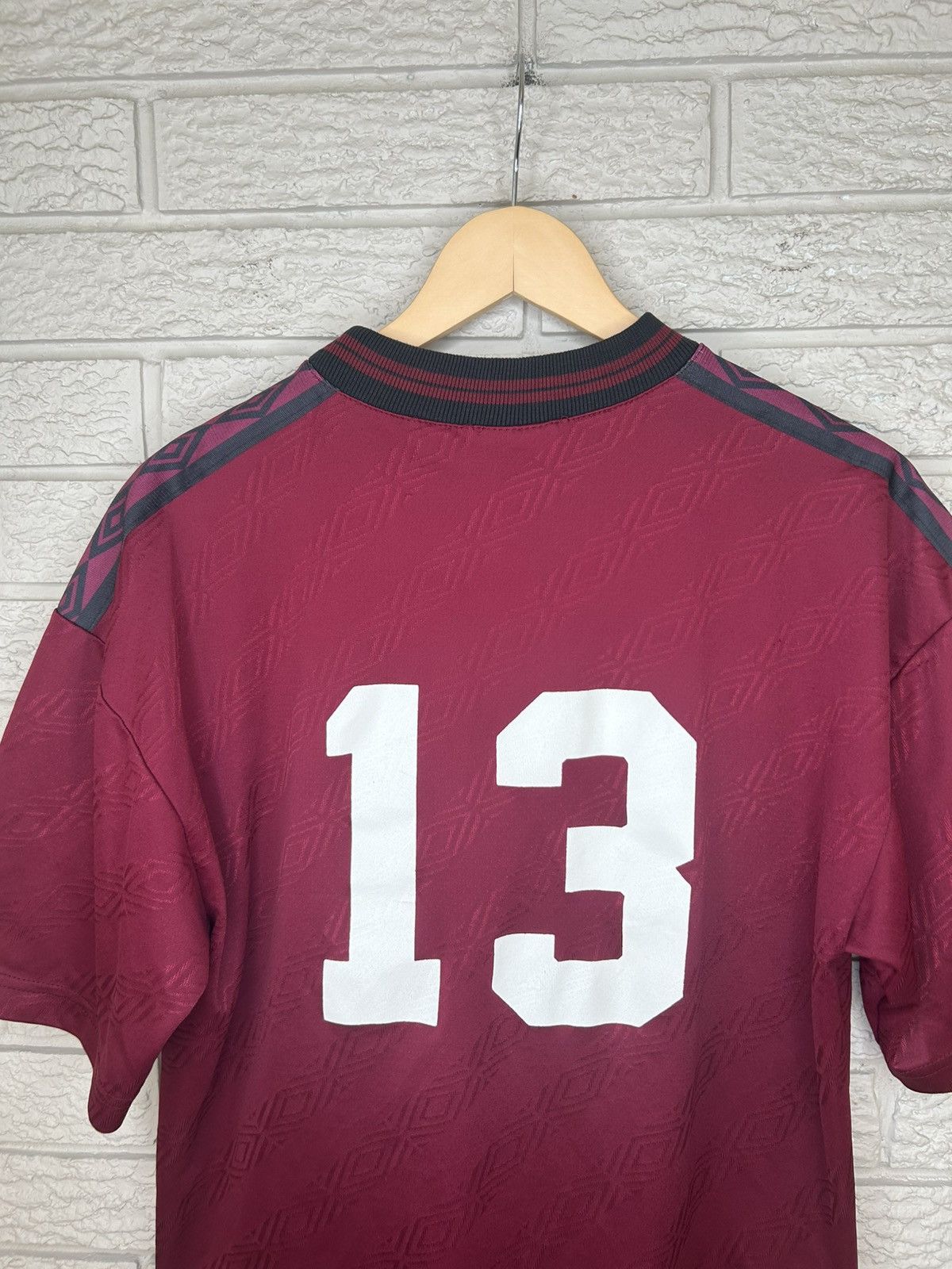 Umbro Vintage 90s Umbro Burgundy AOP Logo Jersey Size US M / EU 48-50 / 2 - 6 Thumbnail