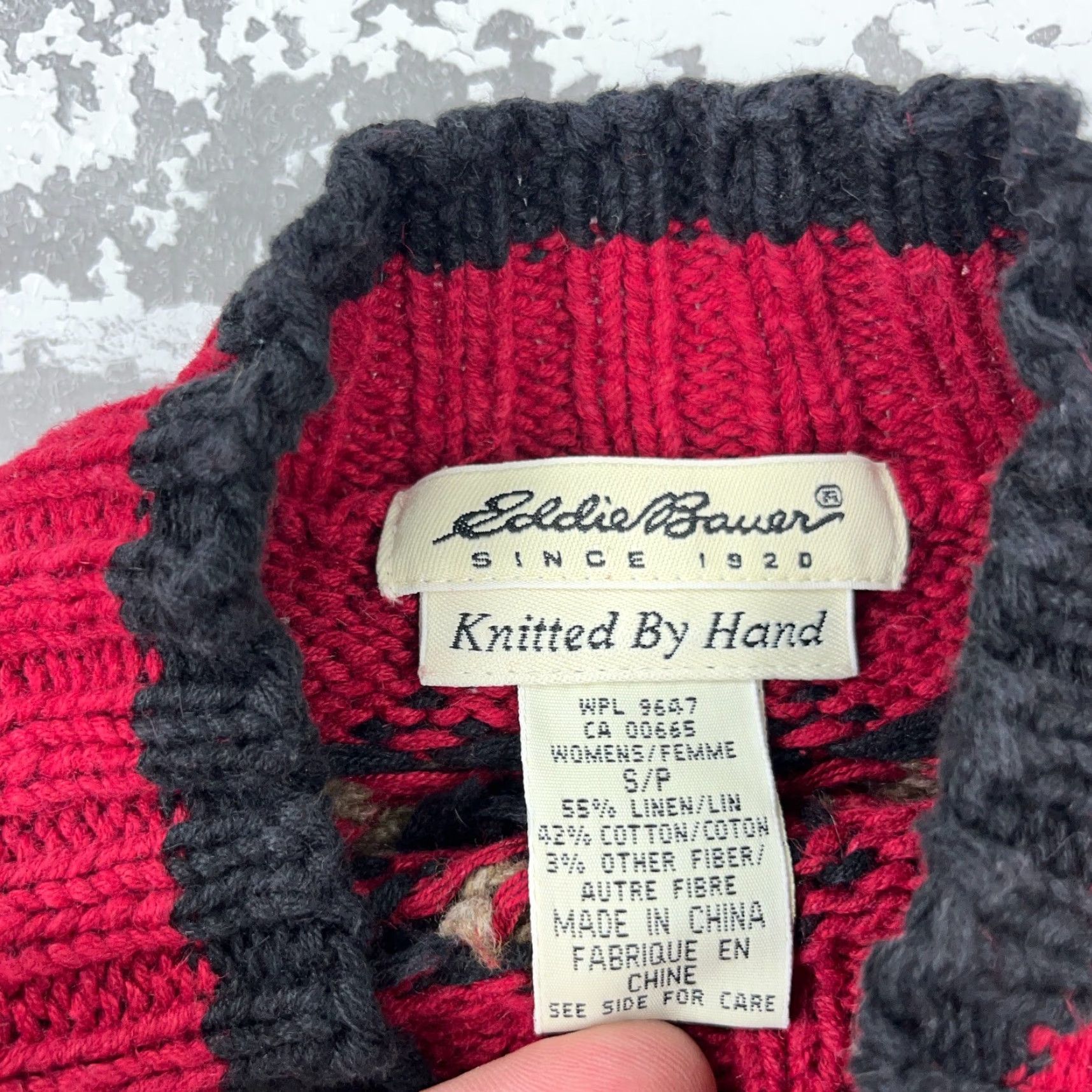 Eddie Bauer VINTAGE Eddie Bauer Sweater Womens Small Red Heavy Knit Mock Neck Cap Sleeve Pullover Winter All Seasons Classic Outdoor Geometric - Mens/Womens Size S / US 4 / IT 40 - 6 Thumbnail
