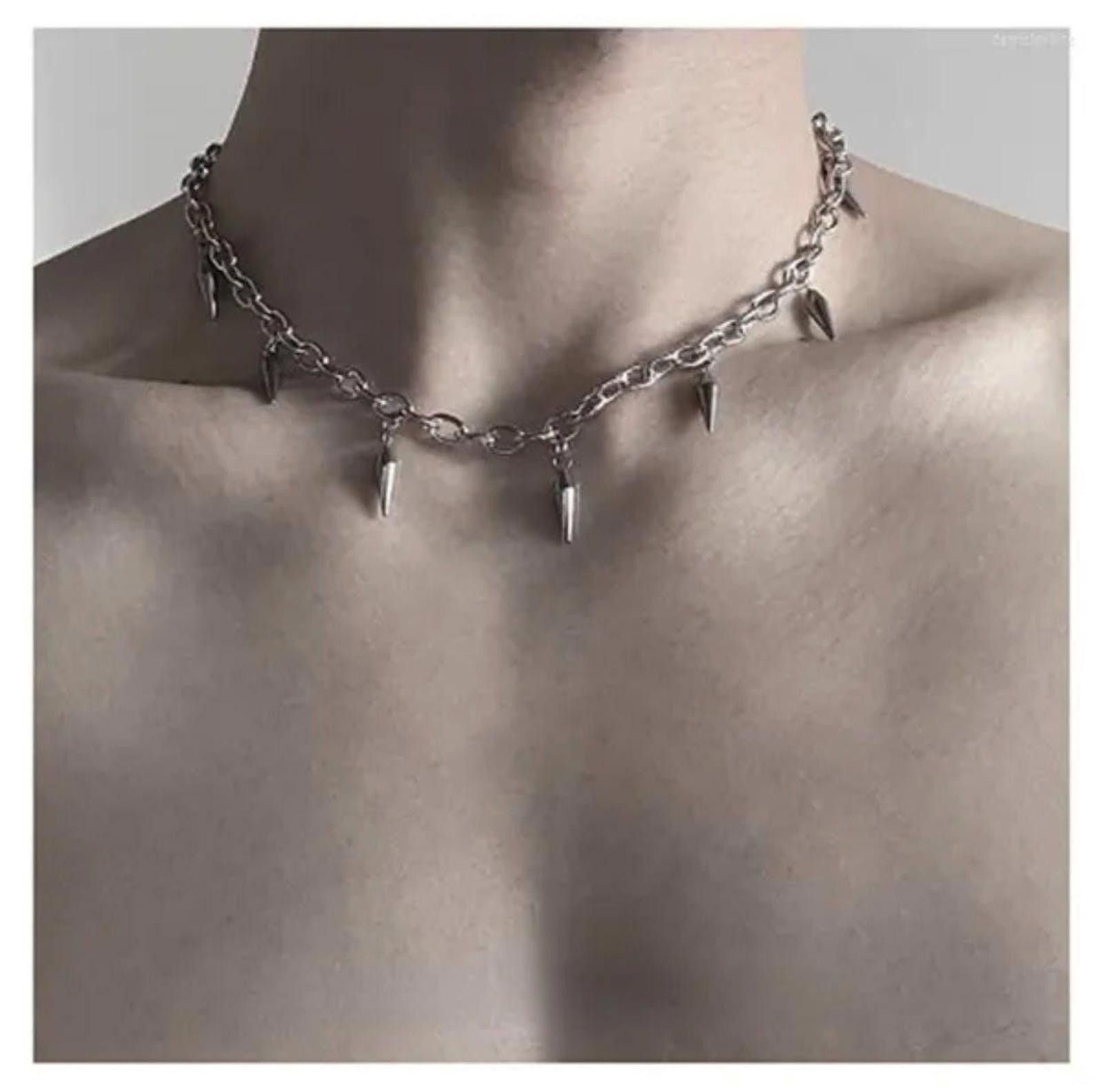 Jewelry Unisex punk pendant choker chain spike necklace vintage rock Size ONE SIZE - 1 Thumbnail