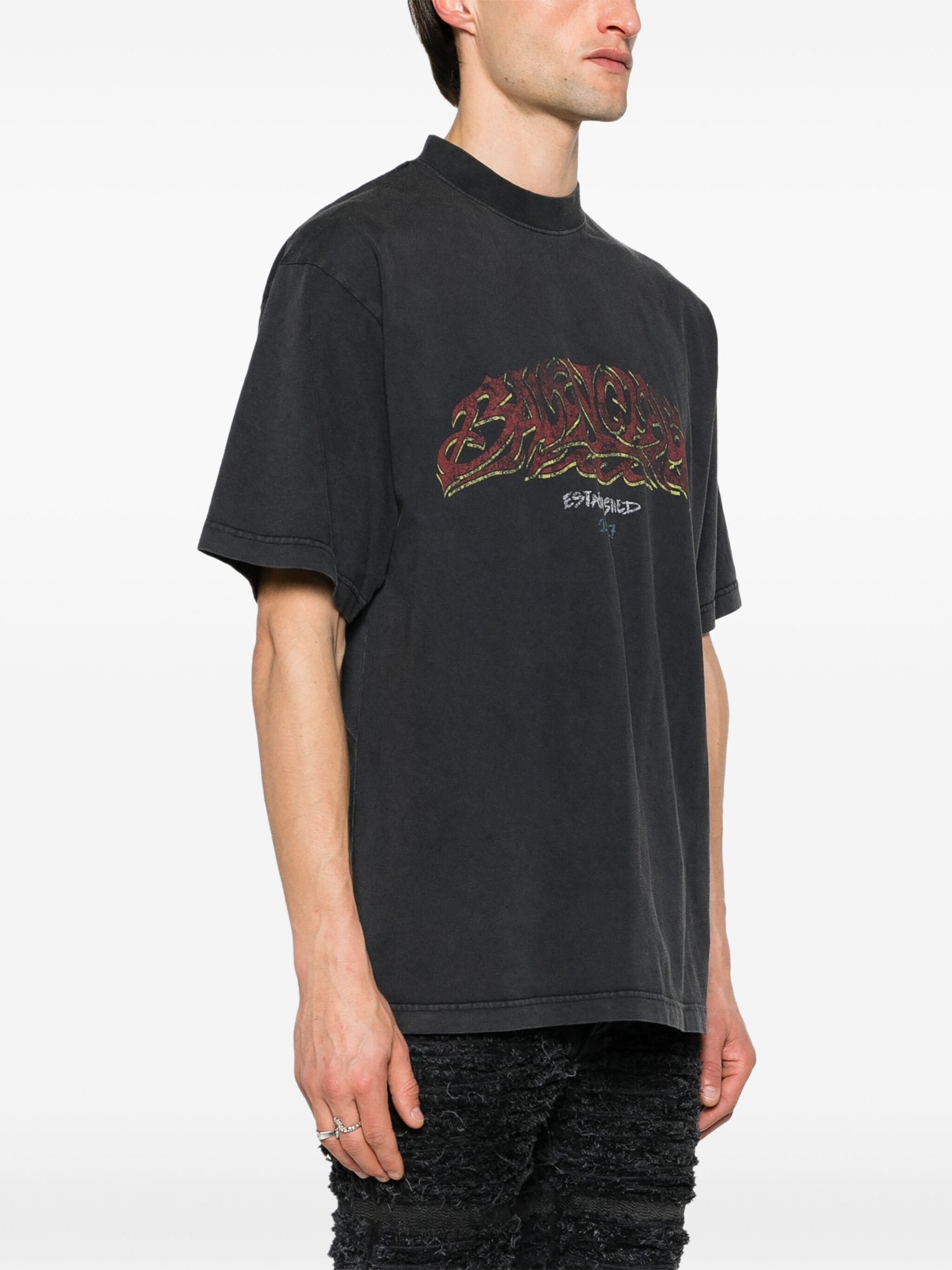 Balenciaga o1la1rc1a0625 Medium Fit T-Shirt in Black Size US XL / EU 56 / 4 - 2 Thumbnail