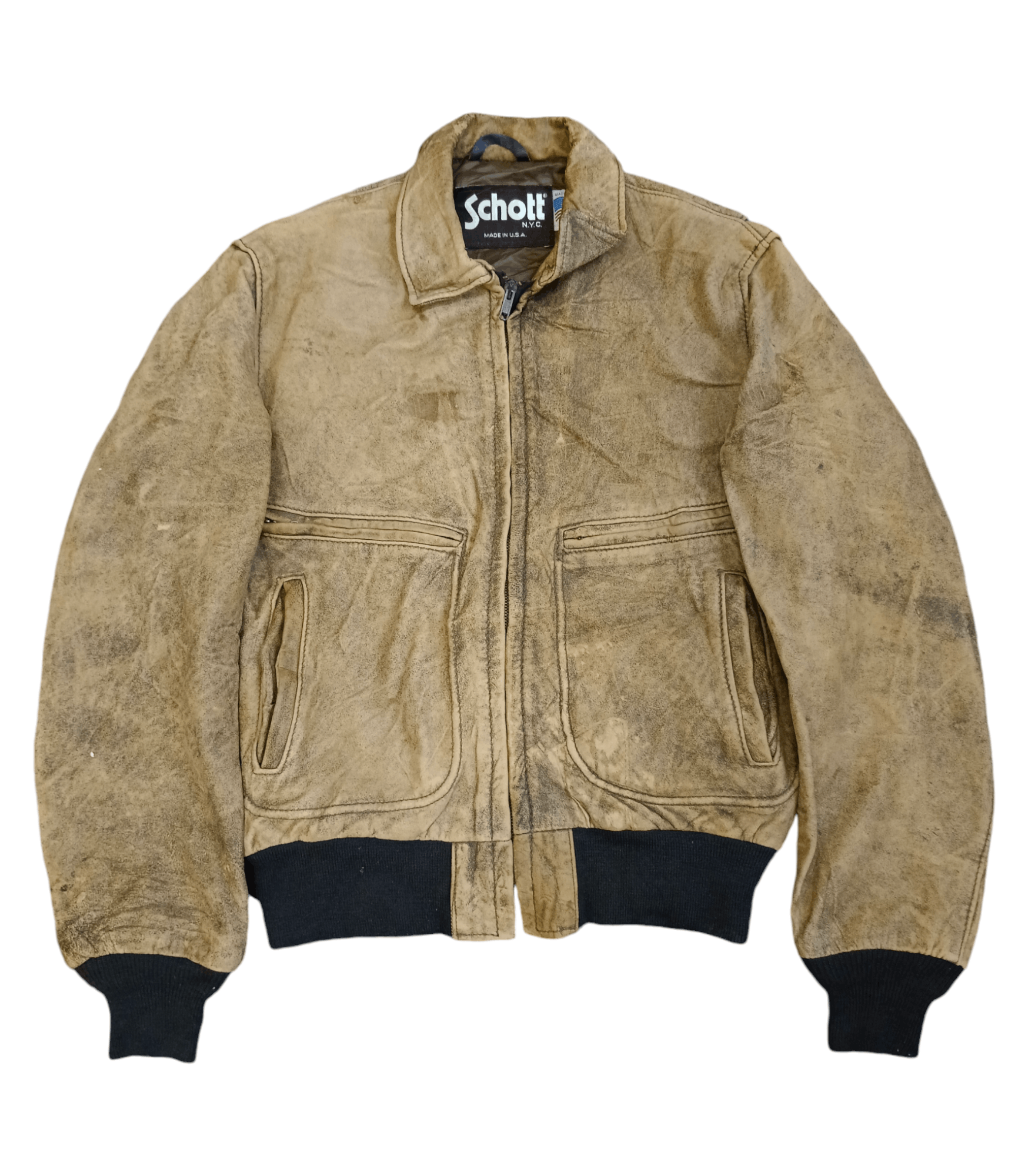 Schott THRASHED🔥SCHOTT SOFT LEATHER JACKET(SIZE TAG 40) Size US M / EU 48-50 / 2 - 1 Thumbnail