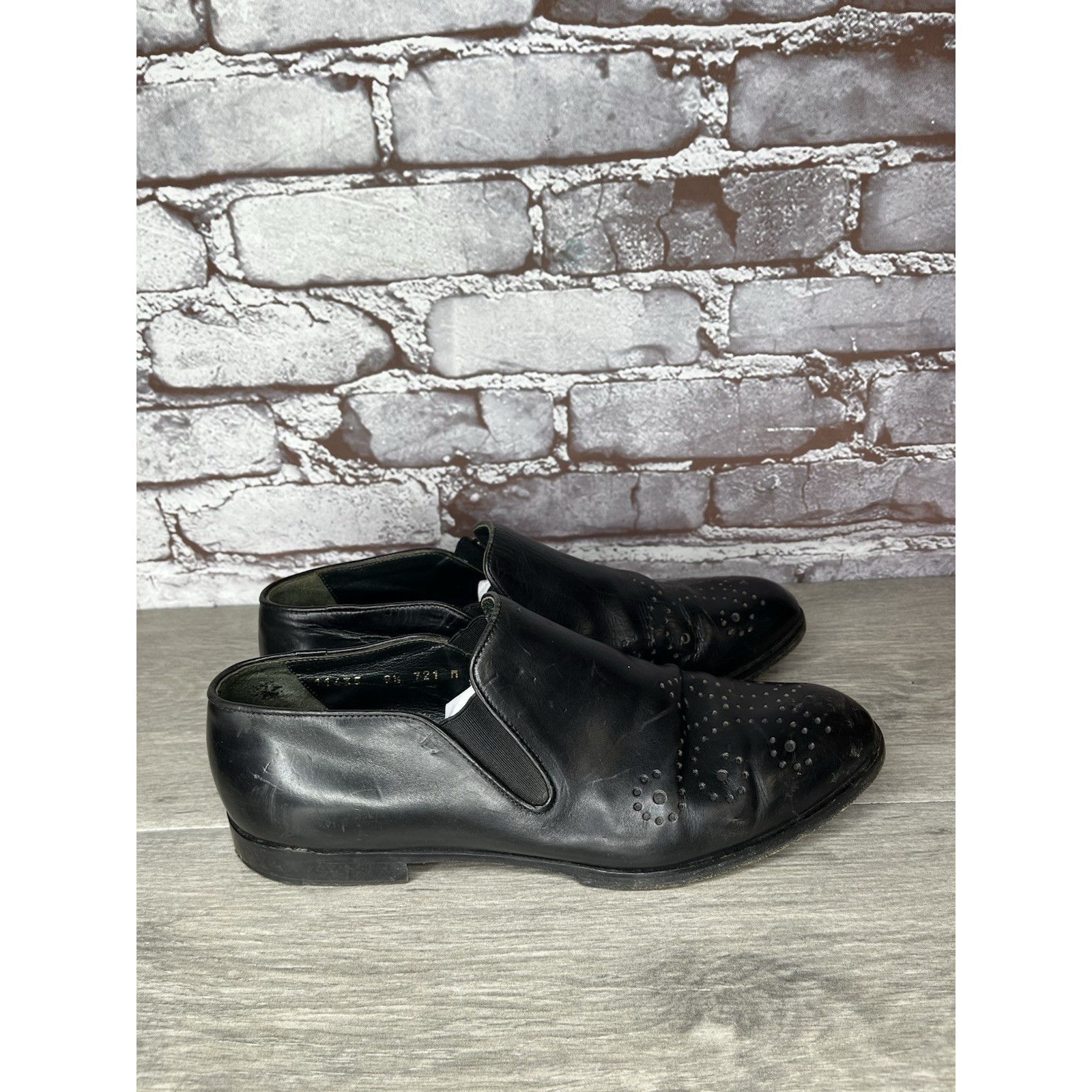 Big John Joan & David Handmade in Italy Black Leather Wingtip Heel Ox Size US 9.5 / IT 39.5 - 4 Thumbnail