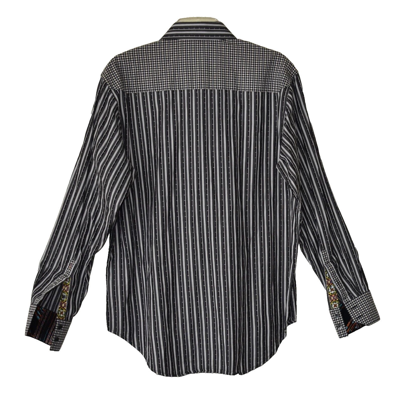 Robert Graham ROBERT GRAHAM Grey White Striped Long Sleeve Shirt Size M Size US M / EU 48-50 / 2 - 2 Thumbnail