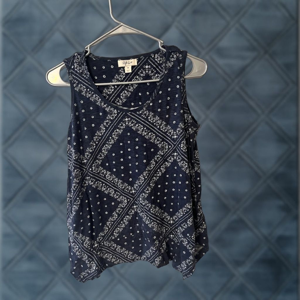 Levi's Levi’s Women’s PM Navy Blue Sleeveless Tank Top Bandana Print Cotton Blend Size M / US 6-8 / IT 42-44 - 1 Thumbnail