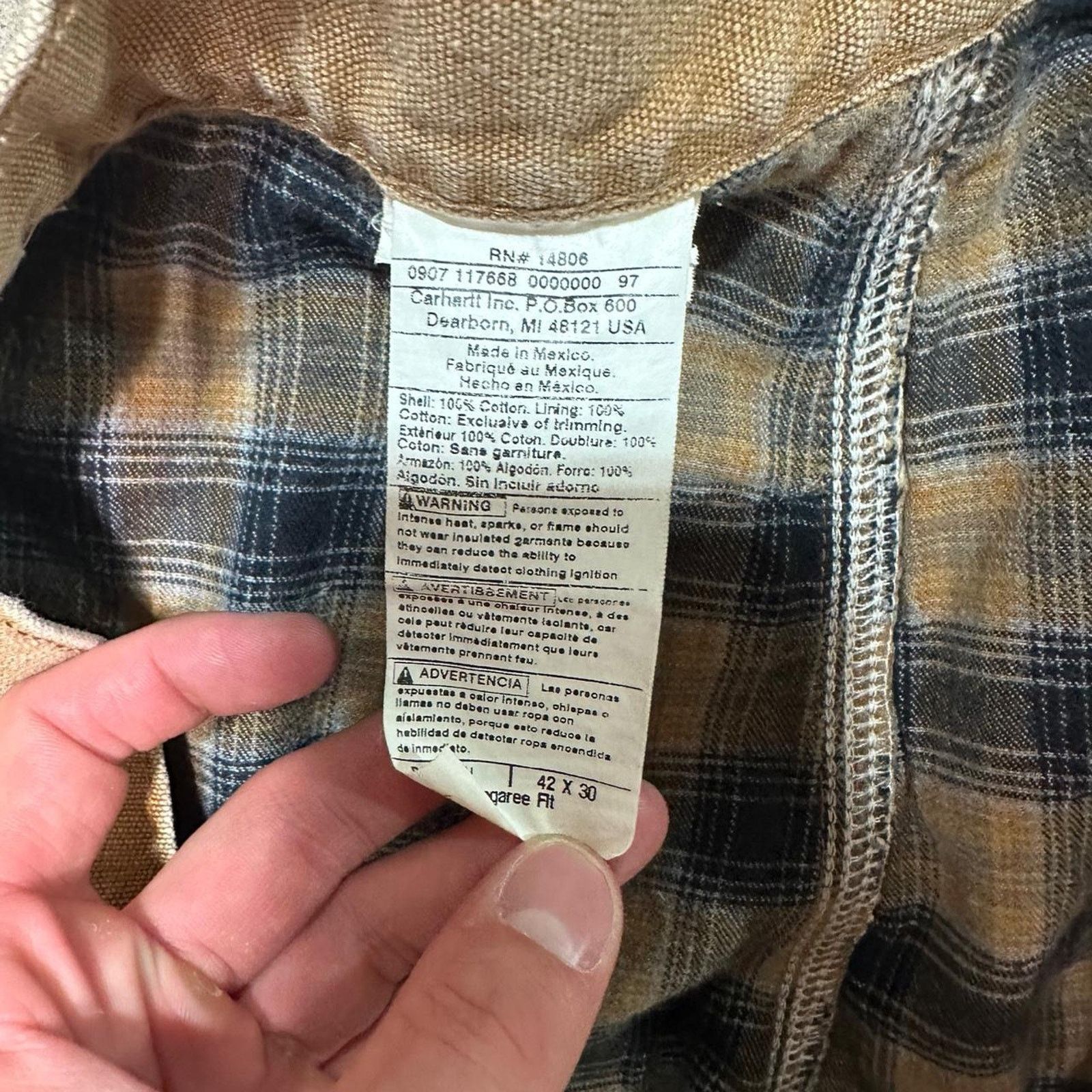 Carhartt Vintage Carhartt Tan Blanket Flannel Lined Carpenter Pants Size US 42 / EU 58 - 5 Thumbnail