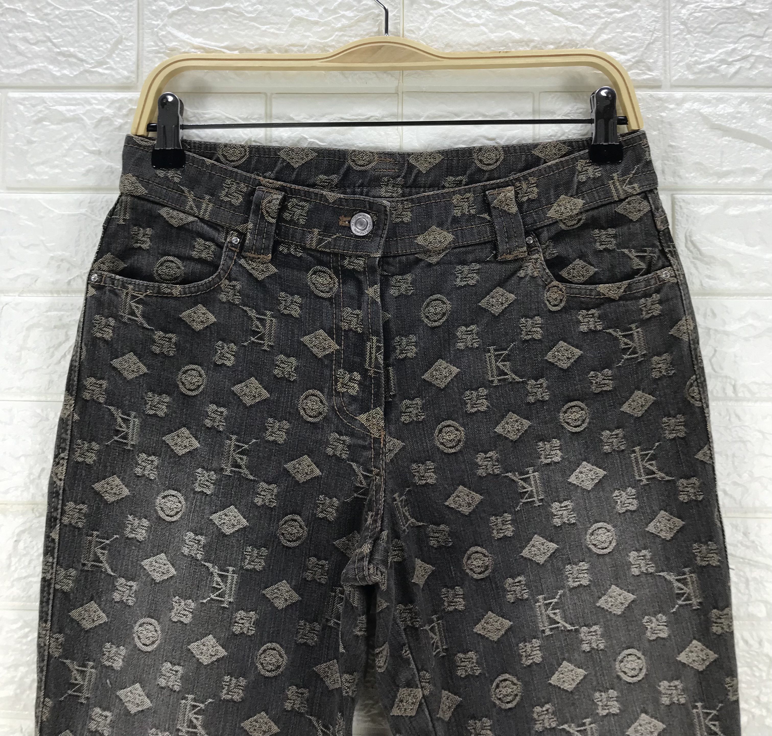 Japanese Brand Vintage Japanese Monogram Bell Bottom Flare Jeans Size 29" - 2 Thumbnail