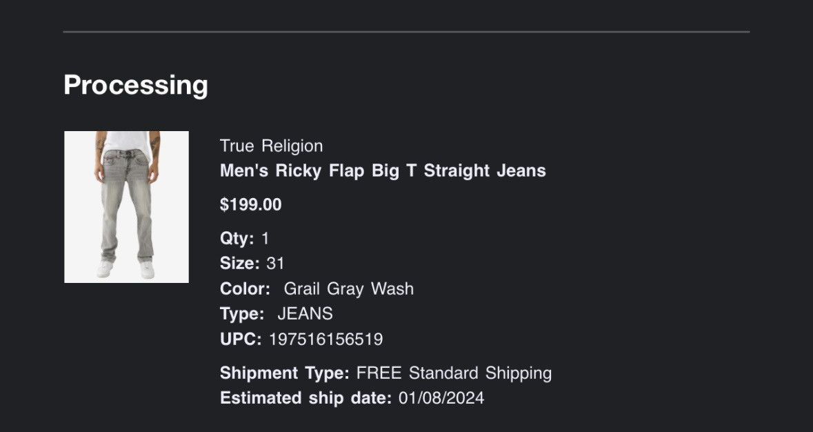 True Religion True Religion Jeans Men's Ricky No Flap Super T Straight Size US 31 - 4 Thumbnail