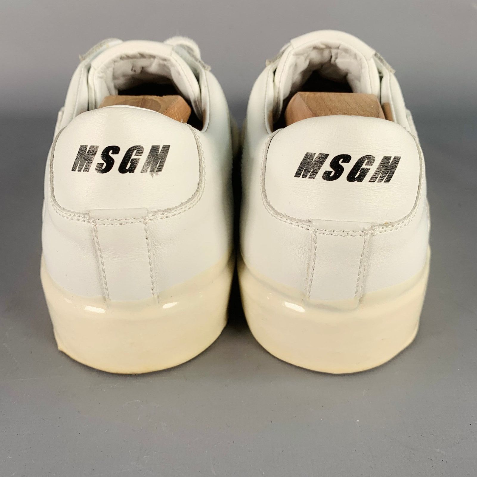 MSGM Size 8 White Leather Suede Trim Lace-Up Low Top Sneakers Size US 8 / EU 41 - 3 Thumbnail