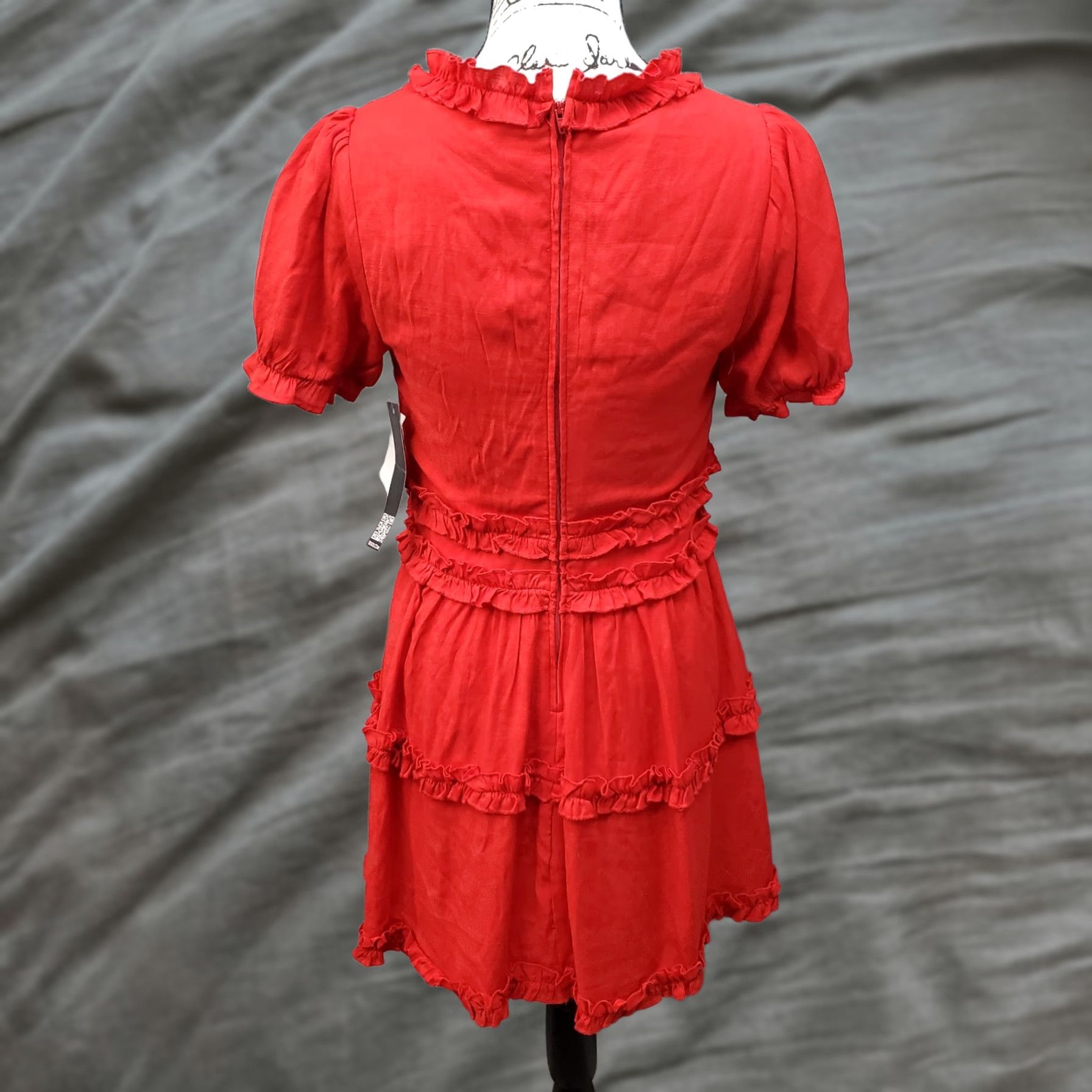Vintage Trixxi Womens Dress M Red Lined Ruffle Detail Short Sleeve Fit & Flare Casual Party/Cocktail Vintage: No Size 32" / US 10 / IT 46 - 1 Thumbnail