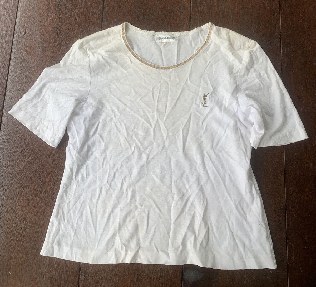 Vintage × Yves Saint Laurent Vintage YSL gold embroidery logo tops Size L / US 10 / IT 46 - 1 Thumbnail