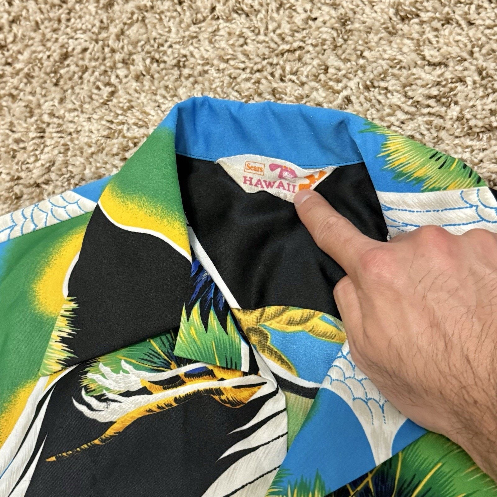 Sears × Vintage Vintage 70’s Hawaiian Japanese Cranes Button Up Camp Shirt Size US L / EU 52-54 / 3 - 3 Thumbnail