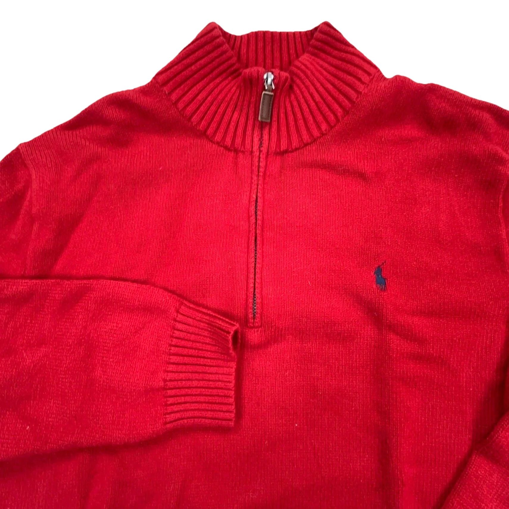 Polo Ralph Lauren Polo Ralph Lauren Sweater Men XL Red Quarter Zip Heavy Knit Ribbed Pullover Mens Size US XL / EU 56 / 4 - 2 Thumbnail