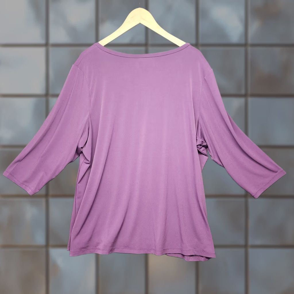 Vintage Susan Graver Top Womens 2X Purple Blouse Slinky Stretch Office Plus Size Pullover Womens 2X Purple Blouse Office Slinky Stretch Susan Graver Size XXL / US 16-18 / IT 52-54 - 1 Thumbnail