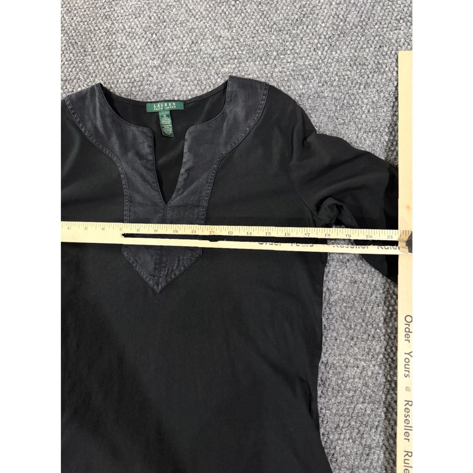 Ralph Lauren Lauren Ralph Lauren Tunic Top Womens Medium Black Long Sleeve V Neck Stretch Blouse Size M / US 6-8 / IT 42-44 - 4 Thumbnail