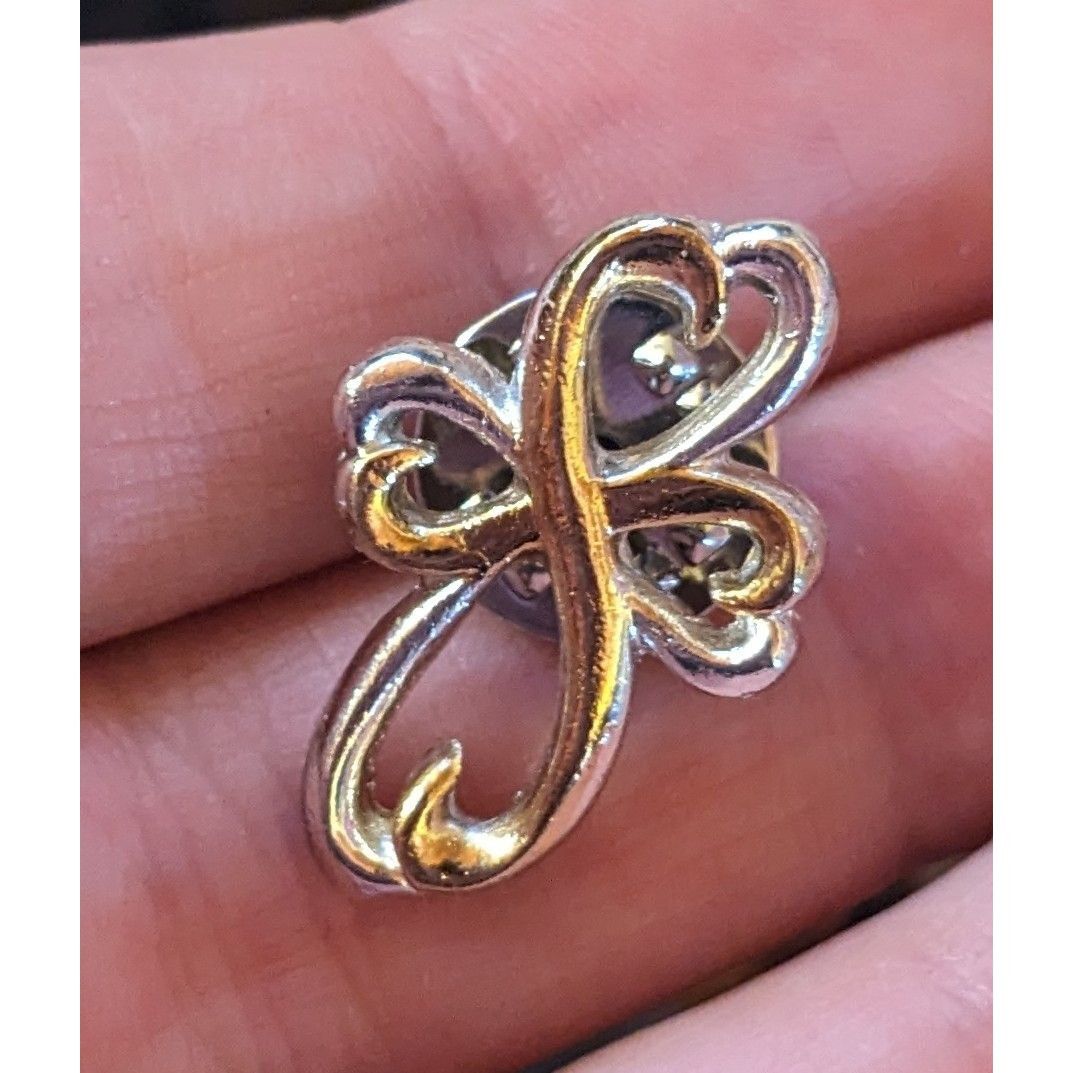 Other Vintage Shamrock Cross Two Tone Stylized Lapel Pin Size ONE SIZE - 3 Thumbnail