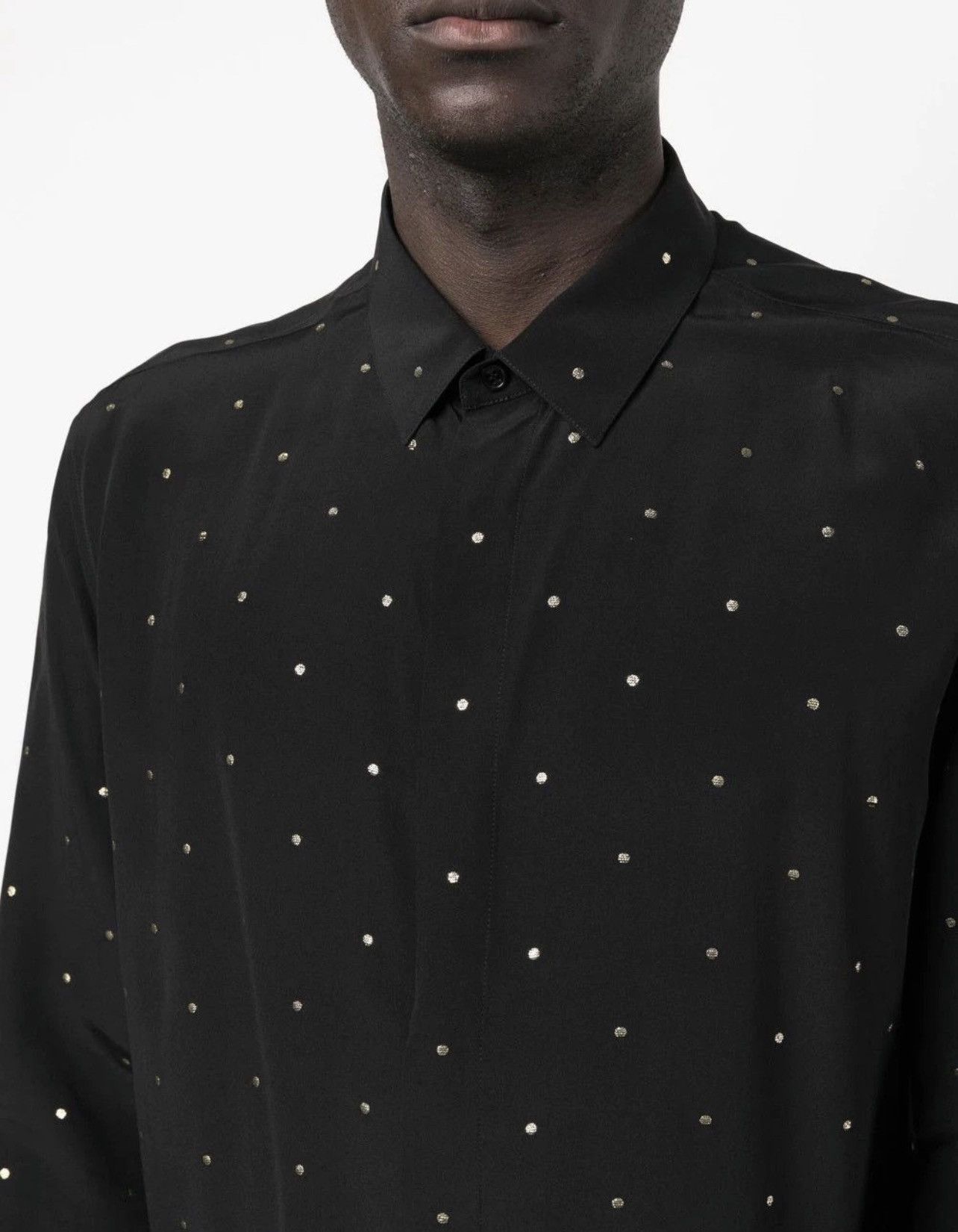 Saint Laurent Paris Polka Dot Embroidery Silk Shirt Size US M / EU 48-50 / 2 - 3 Thumbnail