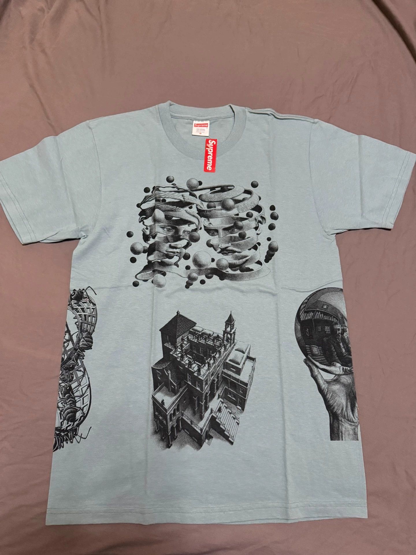 Supreme Supreme x MC Escher Collage SS Tee White/Lime Blue M Size US M / EU 48-50 / 2 - 3 Thumbnail