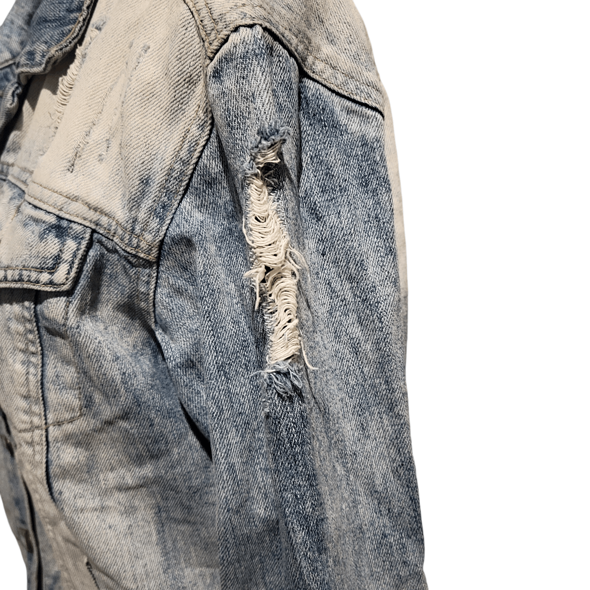 Jessica Simpson Jessica Simpson Distressed Faded Blue Denim Jean Jacket Size M / US 6-8 / IT 42-44 - 9 Thumbnail