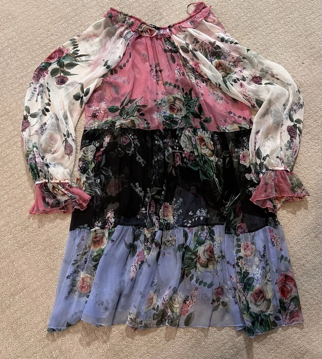 Designer Johnny Was Jade Adore Silk Print Dress Size M Mini Tiered Size M / US 6-8 / IT 42-44 - 6 Thumbnail