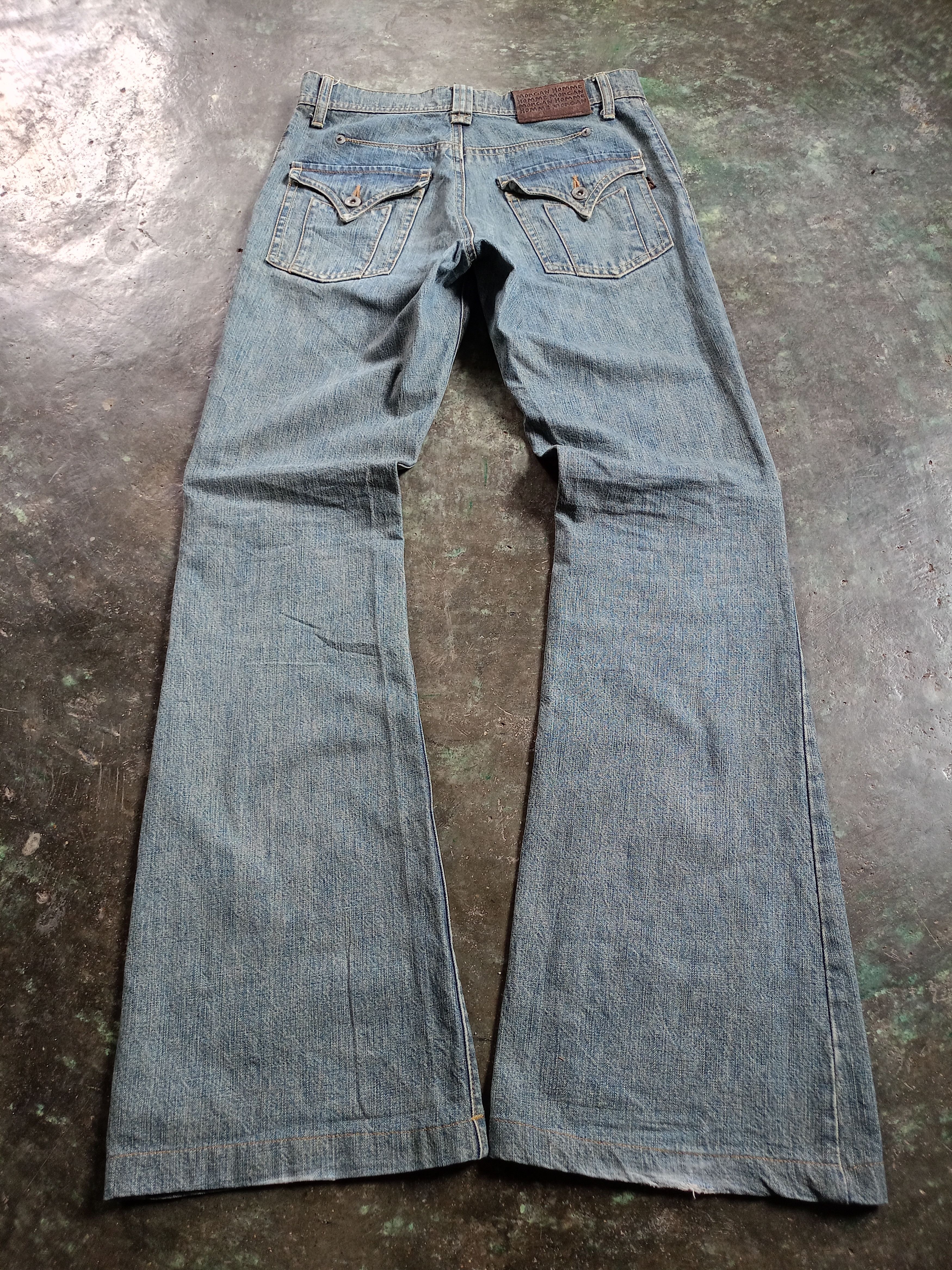 Japanese Brand 2000s Morgan Homme - ifsixwasnine style Flare Denim Pants Size US 28 / EU 44 - 2 Thumbnail
