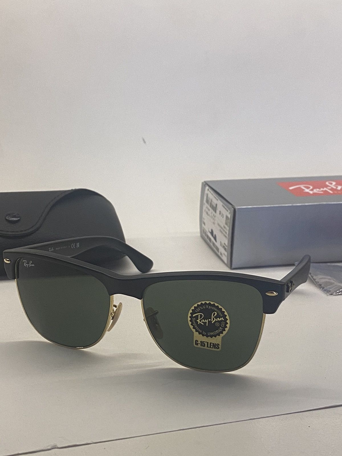 image of Rayban Clubmaster Gold Thick Frame Sunglasses () in Black, Men's