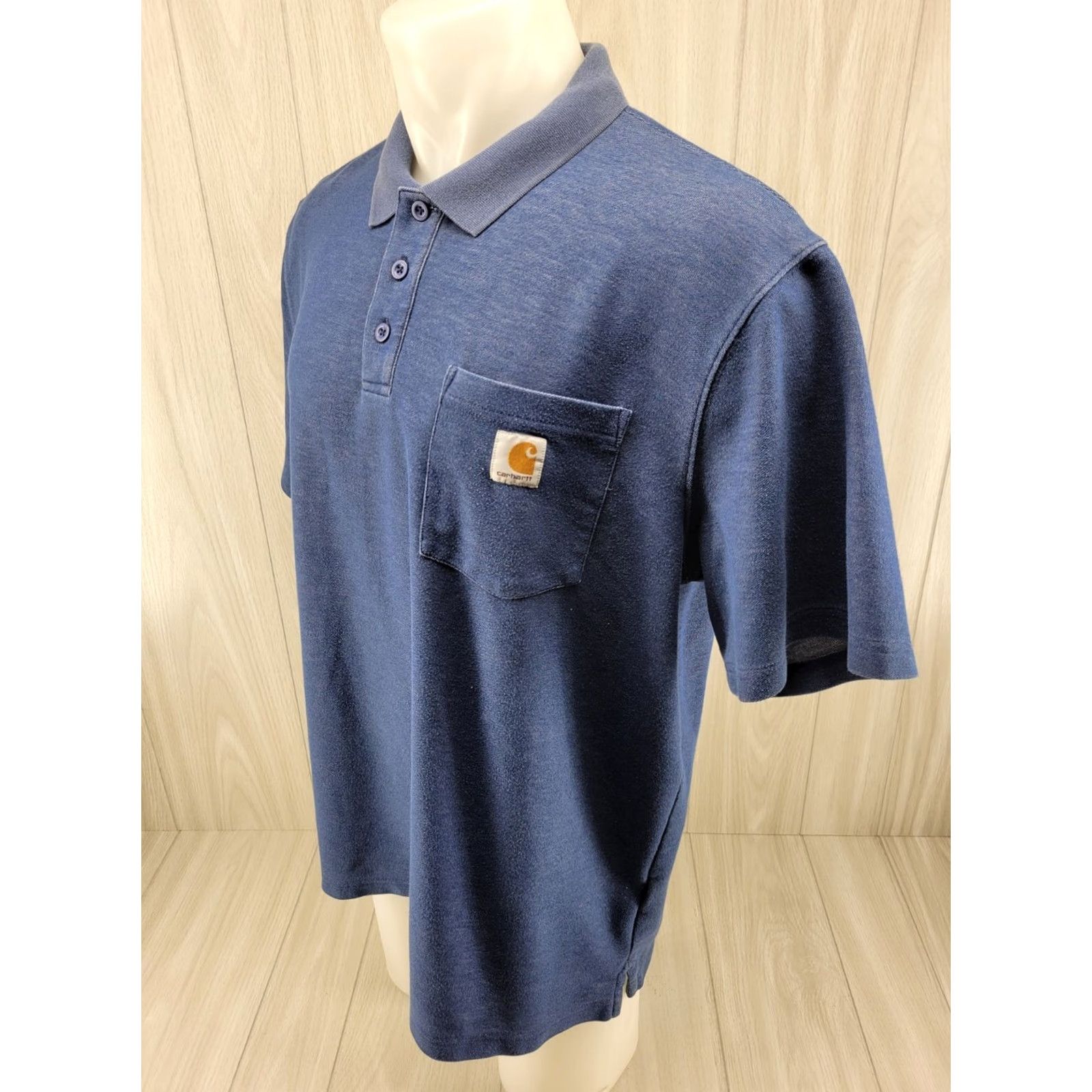 Carhartt Carhartt K570 Mens XL REG Blue Short Sleeve Polo Shirt Work Casual Pocket Shirt Size US XL / EU 56 / 4 - 3 Thumbnail