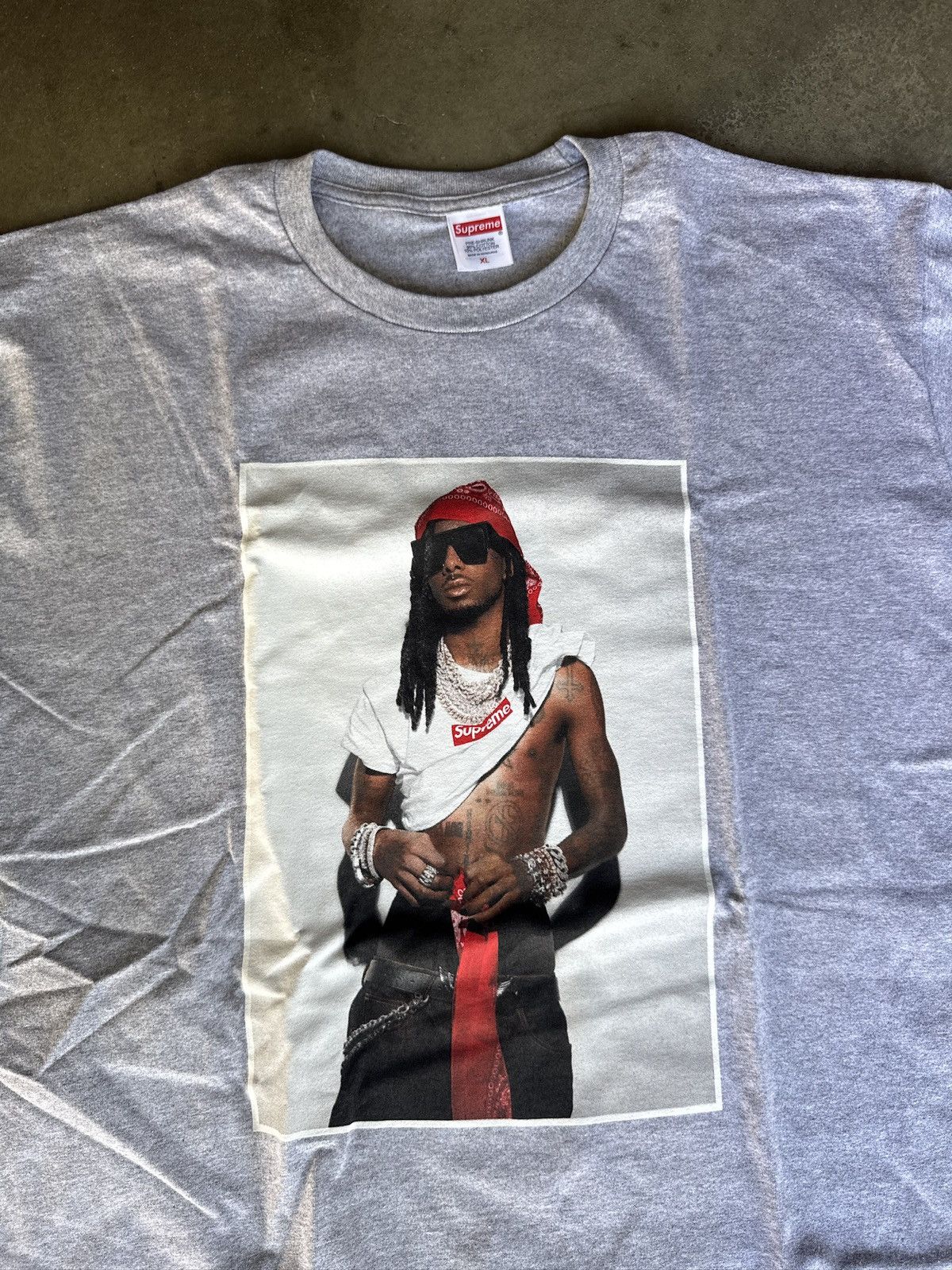 Supreme DS Supreme Playboi Carti Photo Tee Shirt Heather Grey