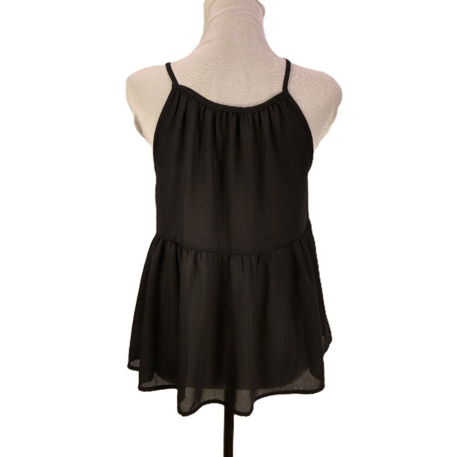 Other Lily Rose Black Chiffon Peplum Top Crisscross Cutout - Small Size S / US 4 / IT 40 - 4 Thumbnail