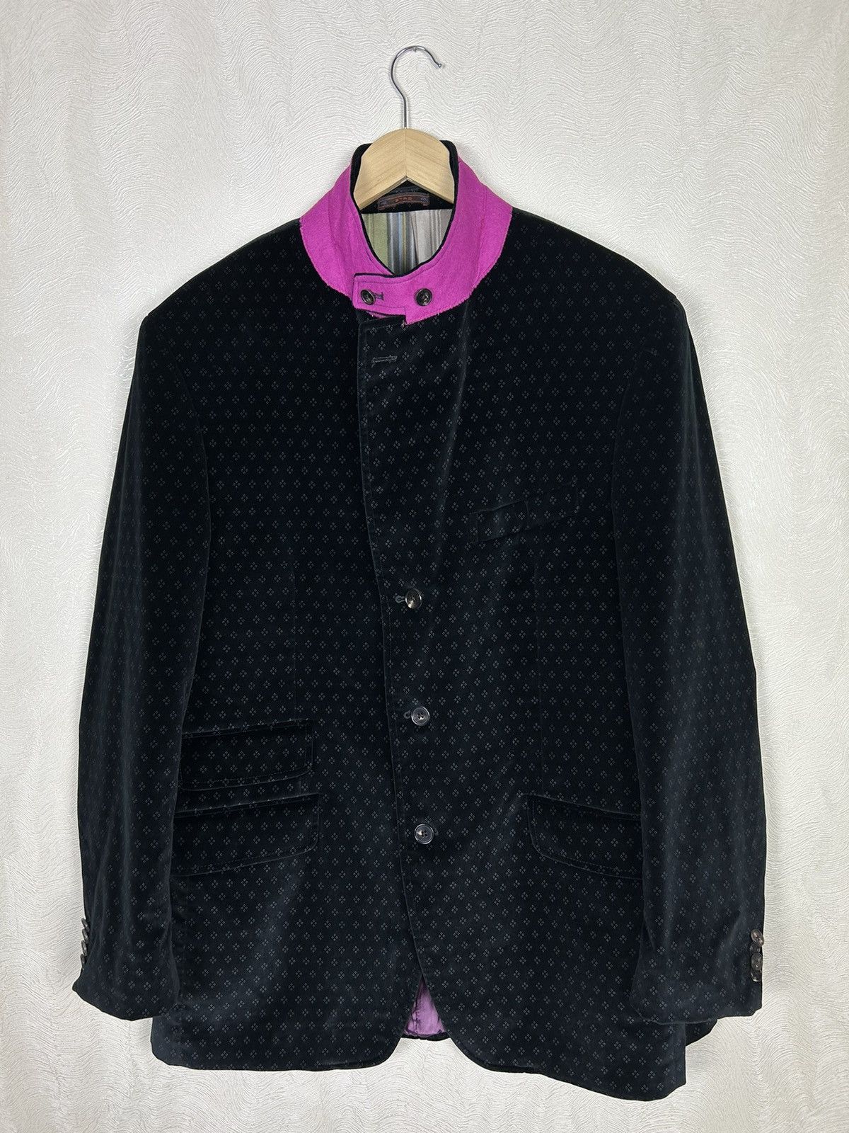 Designer × Etro ETRO Briseide Velour Abstract Pattern Velvet Blazer Luxury Size 40R - 6 Thumbnail