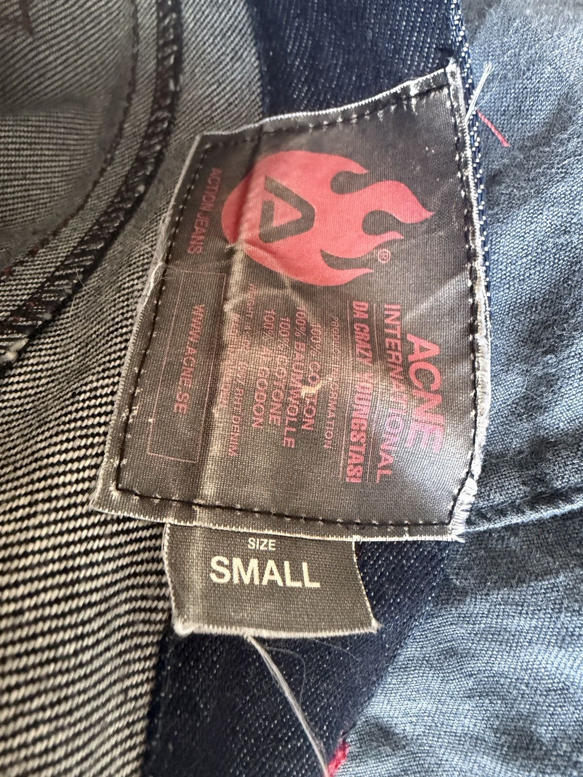 Acne Studios Early 2000s Acne International red stitch jeans flame patch Size US 29 - 4 Thumbnail