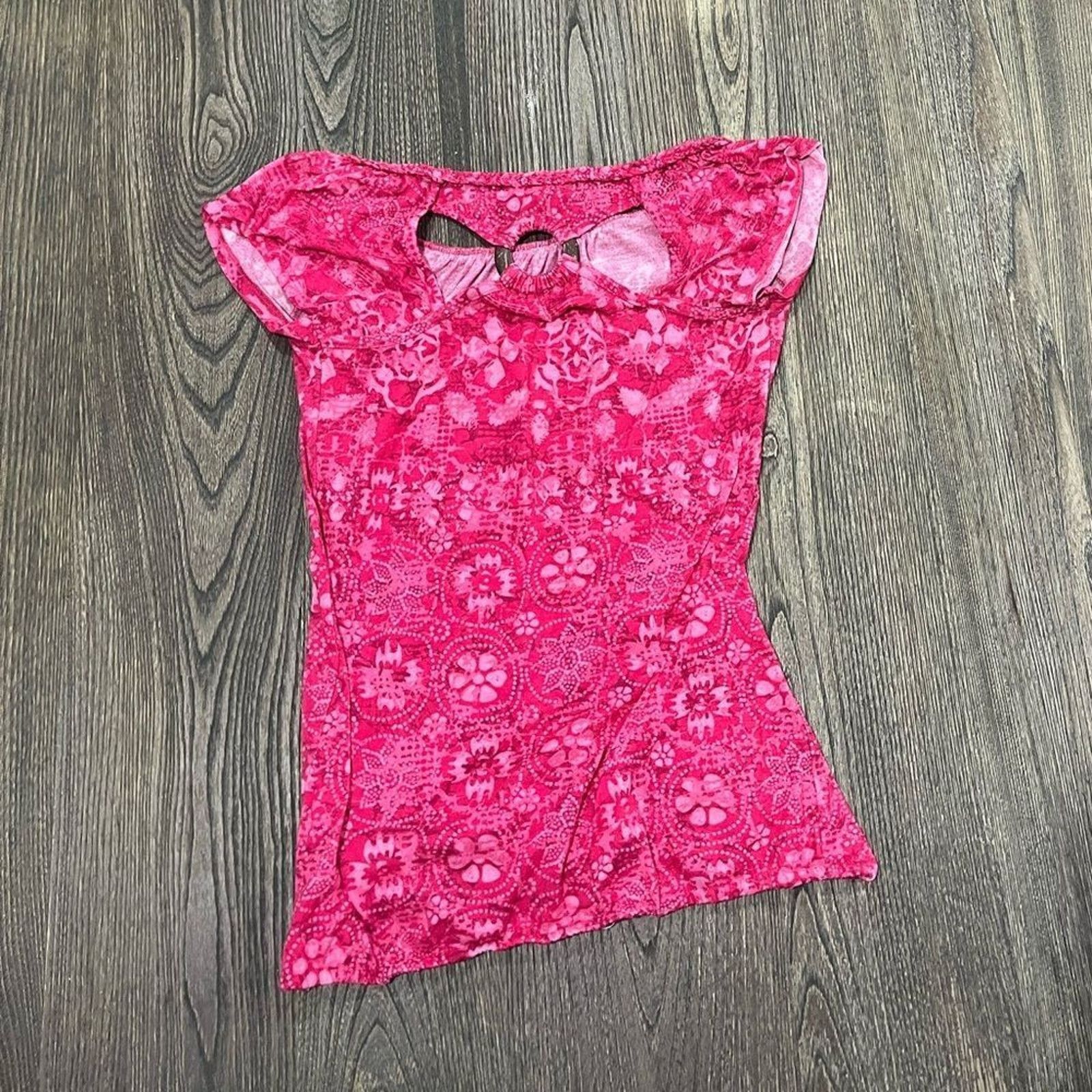 Vintage Maurices Blouse Top Floral Cap Sleeve Open Round Neck Size M Size M / US 6-8 / IT 42-44 - 4 Thumbnail