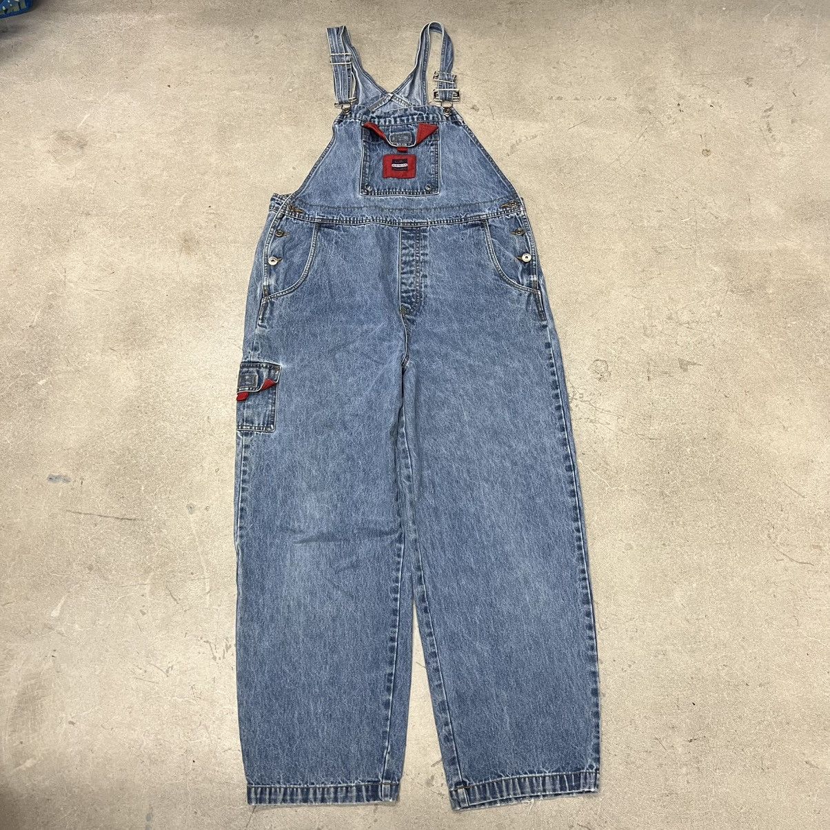 Y2K denim overalls 90s loose baggy skate tommy