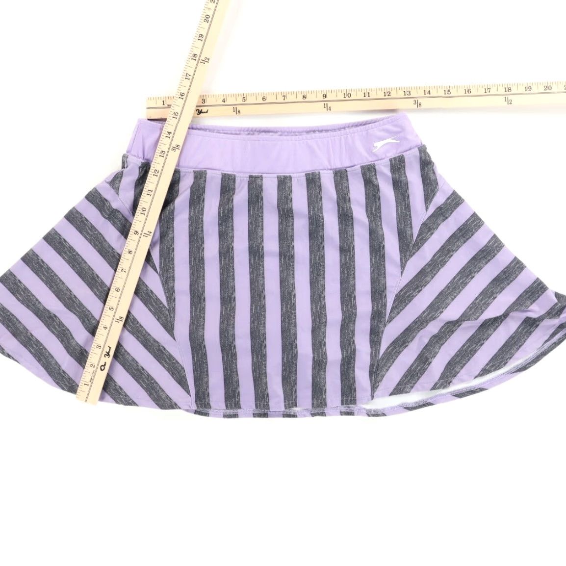 Vintage Slazenger High Stretch 14" Woven Tennis Shorts Lavender Striped Women's M Size ONE SIZE - 3 Thumbnail