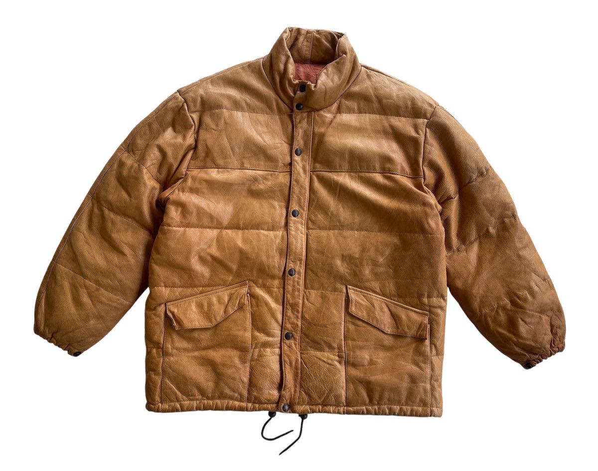 Vintage 80s Vent Couvert Leather Down Jacket Size US L / EU 52-54 / 3 - 3 Thumbnail