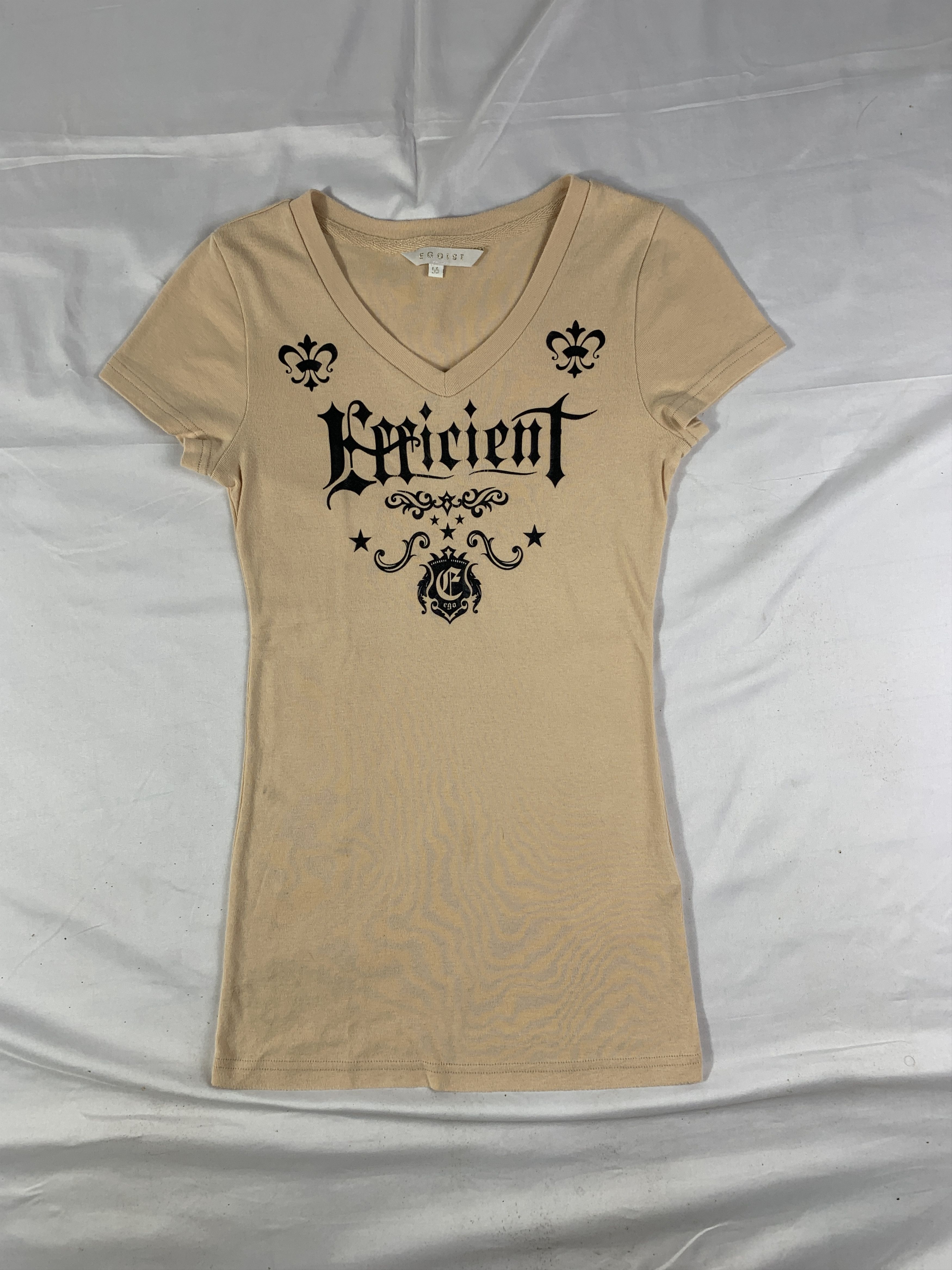 Egoist Cream Cross V-Neck Tee (S)
