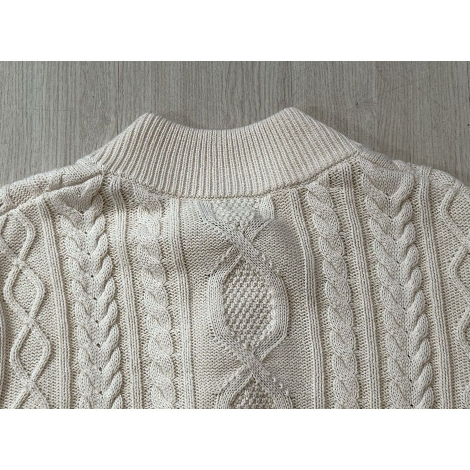 Vintage VINTAGE L.L. Bean Sweater Mens Pullover Fisherman Cable-Knit Mock Neck White Cotton Big & Tall XLT White Ireland 90s Outdoor Classic Vintage No Size US XL / EU 56 / 4 - 4 Thumbnail