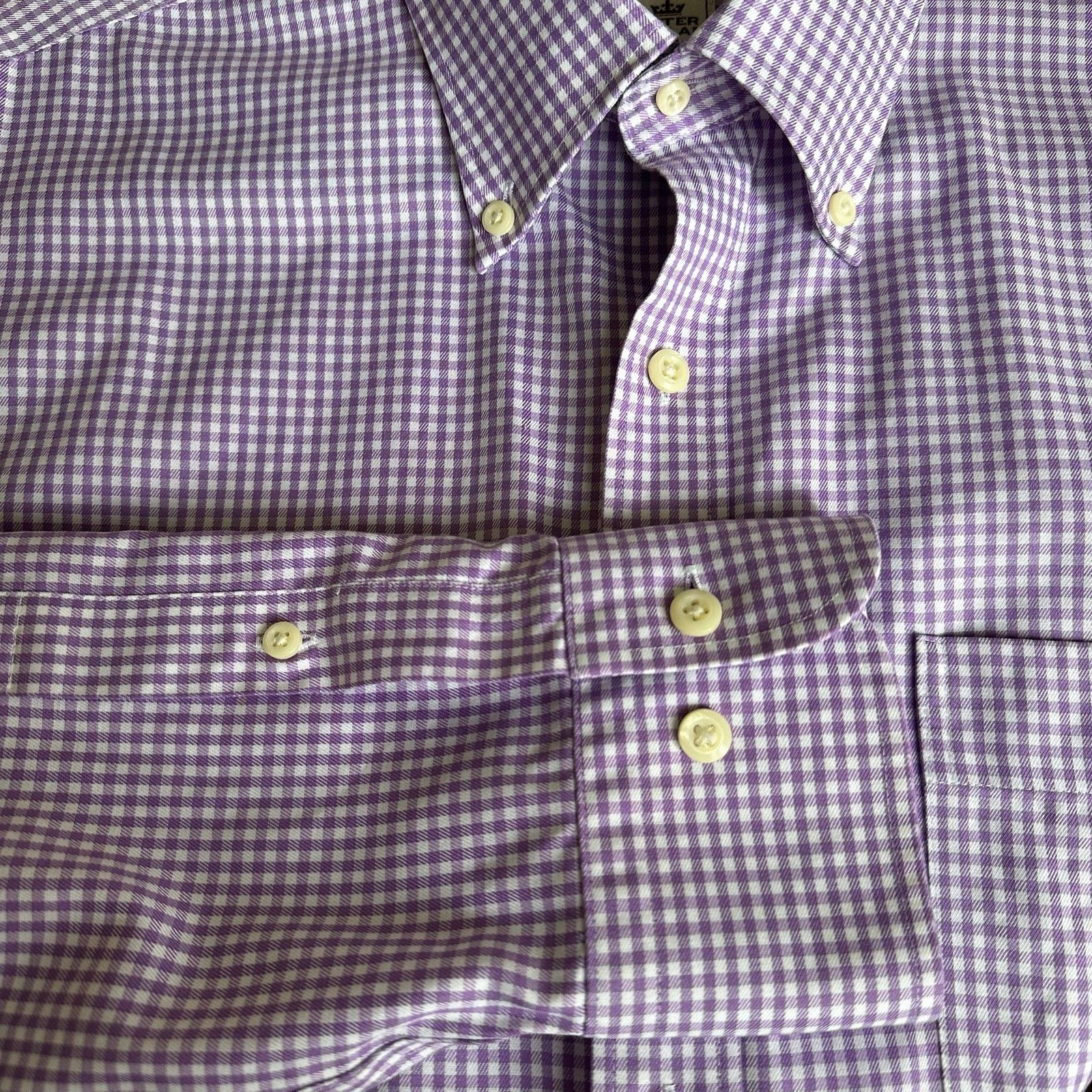 Peter Millar Peter Millar Purple Gingham Cotton Dress Shirt Size US L / EU 52-54 / 3 - 6 Thumbnail