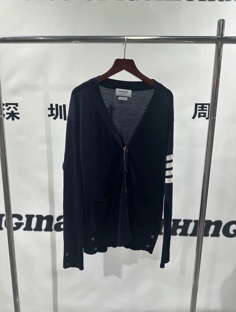 Thom Browne Classic Navy Blue Wool Cardigan by Thom Browne-dmc Size US M / EU 48-50 / 2 - 1 Thumbnail