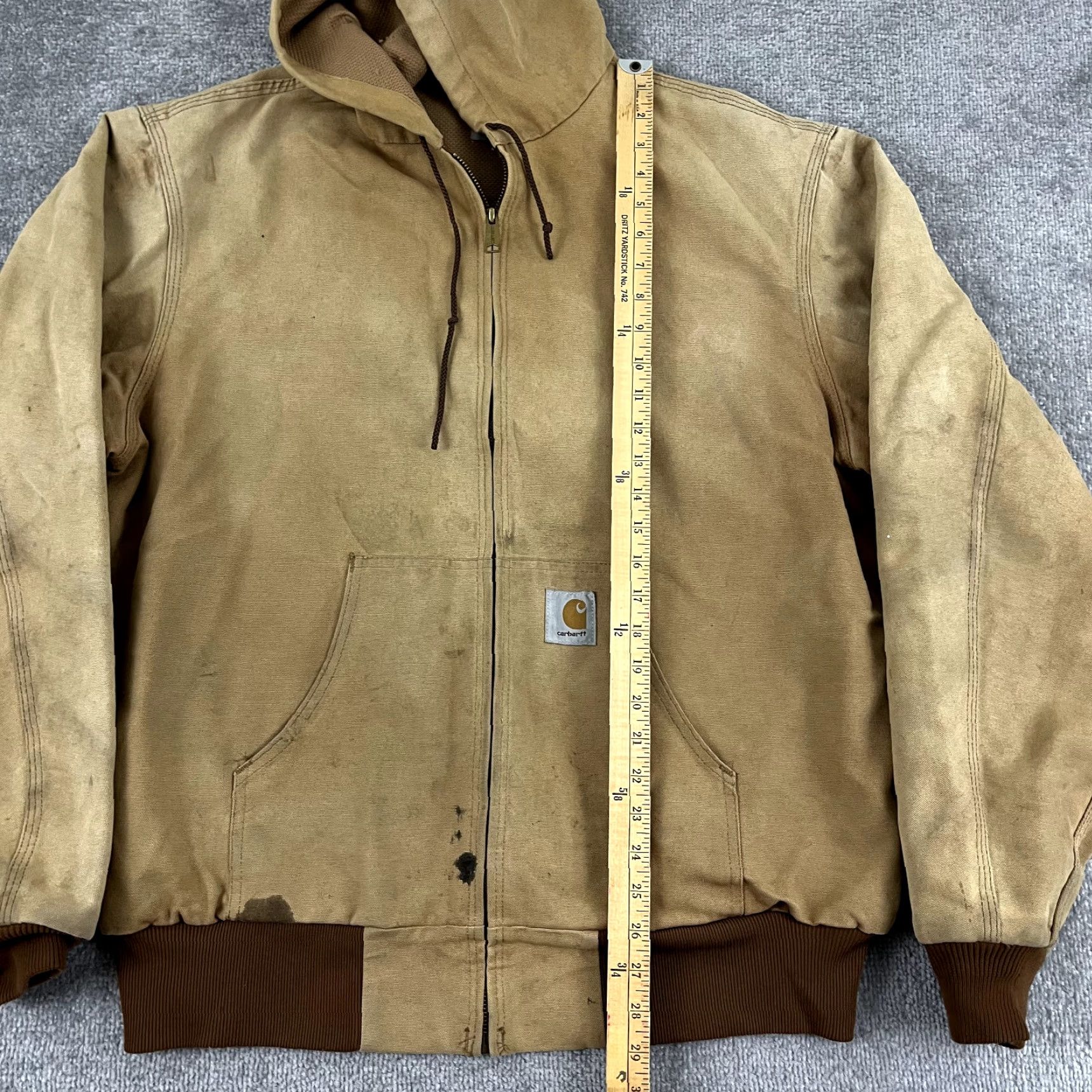 Carhartt VINTAGE Carhartt Jacket Mens 2XL Brown Overcoat Warm Workwear Hooded Lined Pockets Canvas Cotton Size US XXL / EU 58 / 5 - 4 Thumbnail