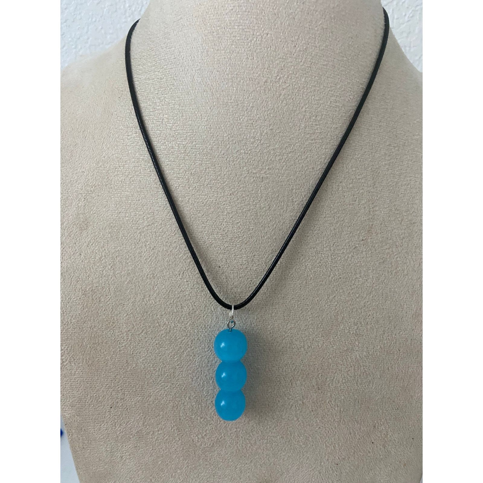 Handmade Blue agate pendant necklace Size ONE SIZE - 1 Thumbnail