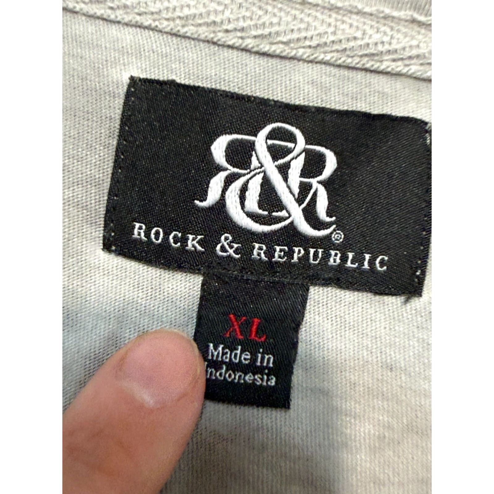 Vintage Rock & Republic Polo Men’s XL Gray Short Sleeve Casual Stretch Shirt Size US XL / EU 56 / 4 - 5 Thumbnail