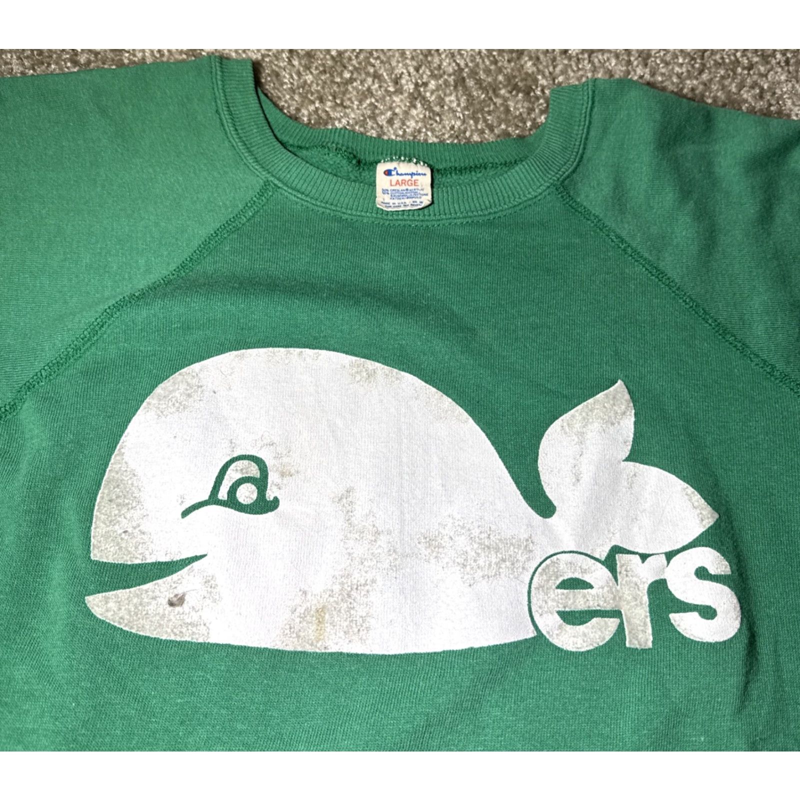 Champion VINTAGE Hartford Whalers Champion Crewneck Sweatshirt NHL Defunct Large Unisex Adults L Green Pullover Mens Size US L / EU 52-54 / 3 - 3 Thumbnail