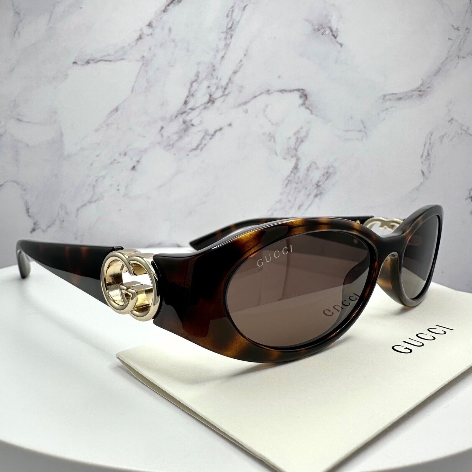 Gucci New Gucci Sunglasses Brown Tortoise Hailey Bieber Collab Size ONE SIZE - 20 Thumbnail