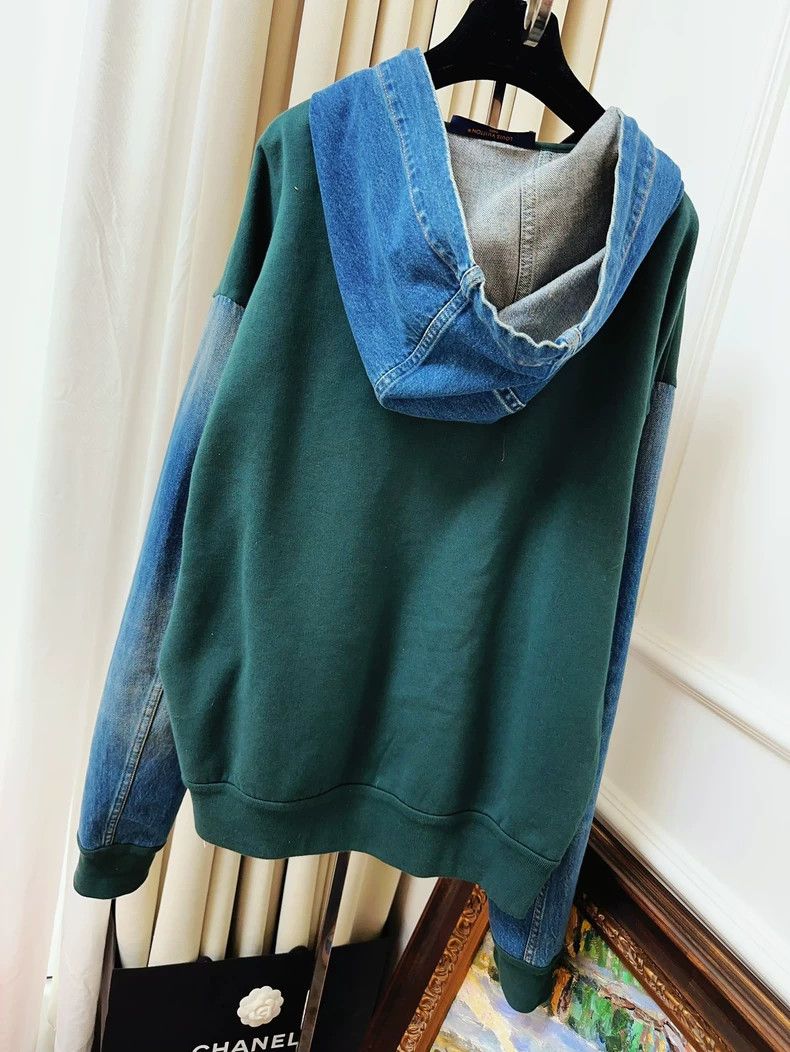 Louis Vuitton LOUIS VUITTON Green patchwork denim monogrammed logo hooded Size US M / EU 48-50 / 2 - 2 Thumbnail