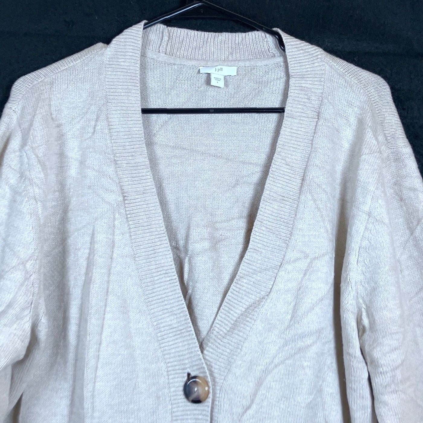 J. Jill J Jill Womens Cardigan Sweater Beige V-Neck Button Front Long Sleeve Large Size L Size L / US 10 / IT 46 - 2 Thumbnail
