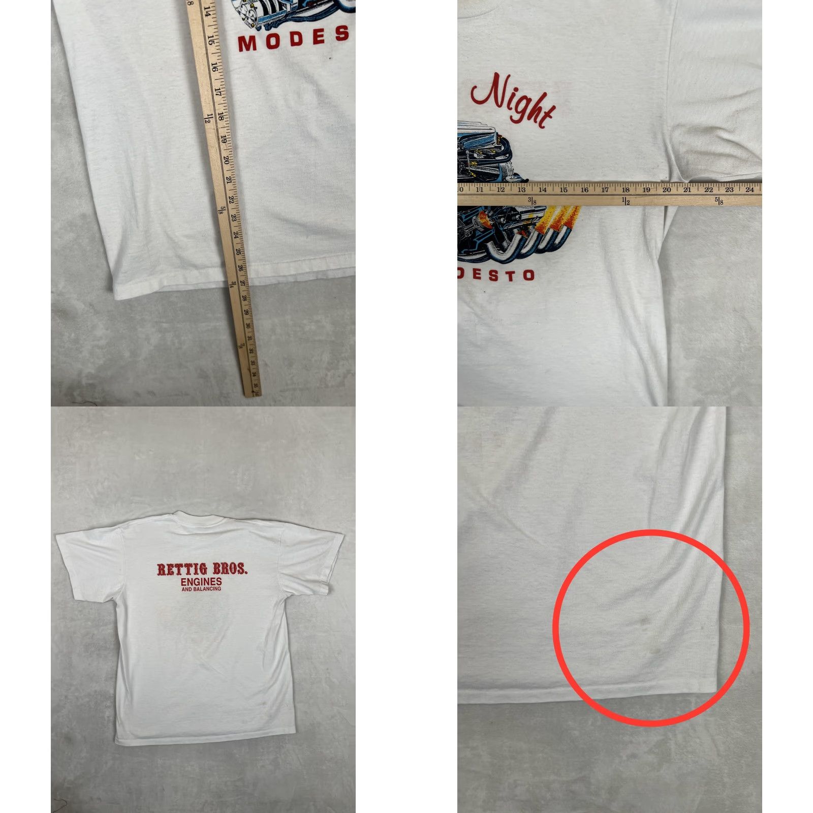Vintage VINTAGE Graffiti Night Modesto T-Shirt Mens Large White Graphic Print Hot Rod Racing Size US L / EU 52-54 / 3 - 8 Thumbnail