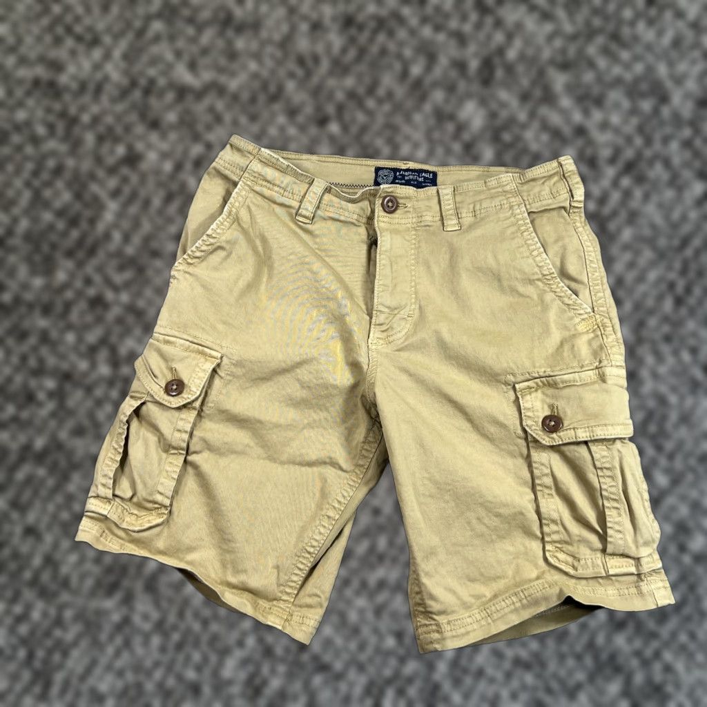 American Eagle Outfitters VINTAGE American Eagle Outfitters Cargo Shorts Mens 33 Beige Cotton 11 Inseam Pockets Classic Utility Summer Mens Size US 33 - 1 Thumbnail
