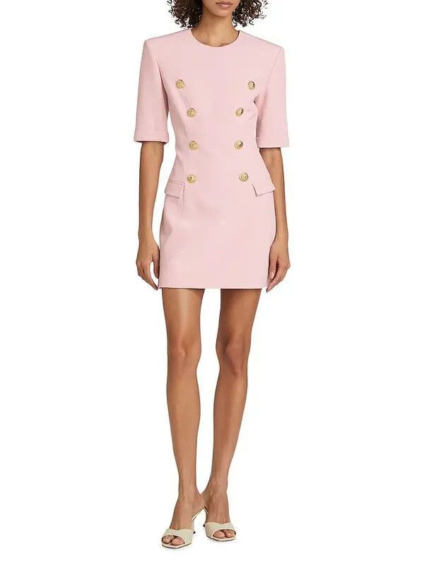 Balmain o1s1wg110725 Mini Dress With Textured Pattern in Light Pink Size S / US 4 / IT 40 - 2 Thumbnail