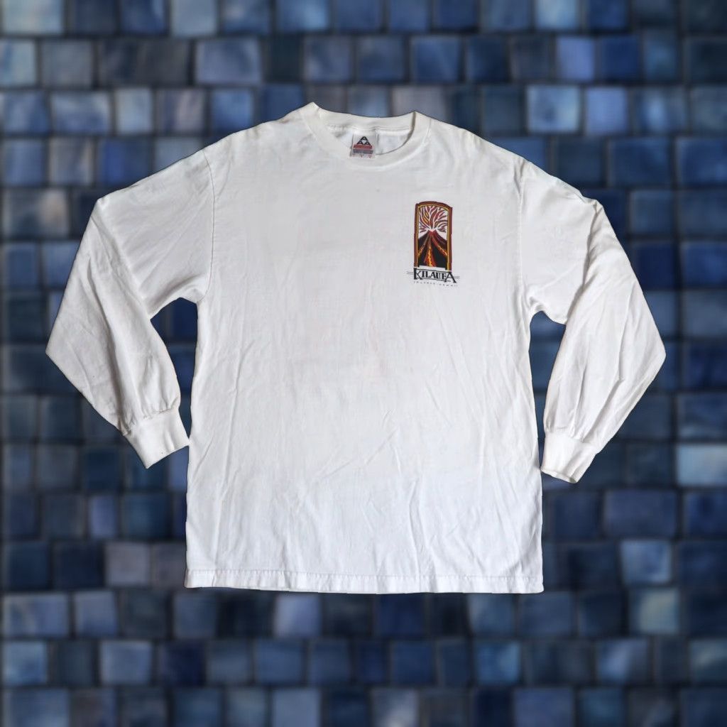 AAA VINTAGE AAA Kilauea Hawaii Volcano Travel Art White L/S Tee T-Shirt Mens L Size US L / EU 52-54 / 3 - 1 Thumbnail