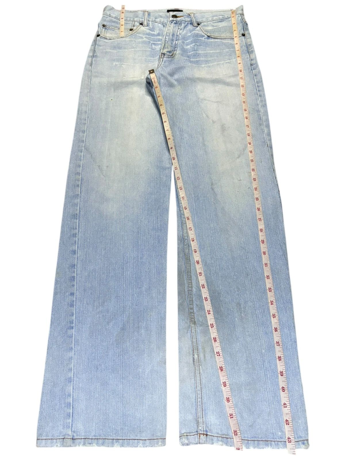 Japanese Brand SALES🔥Vintage Japanese Light Wash Distressed Loose Jeans Size US 31 - 13 Thumbnail